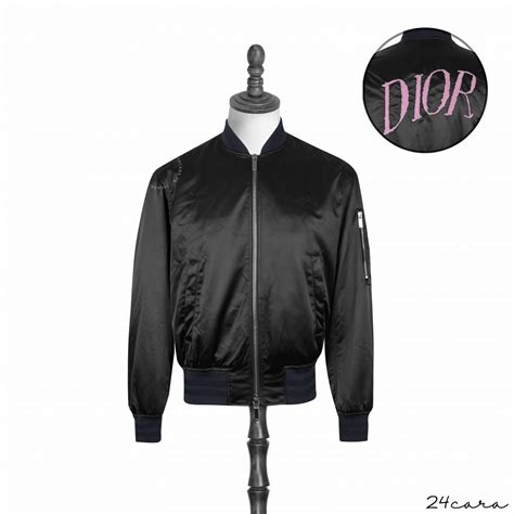 Black DIOR AND ALEX FOXTON Logo Embroidered Bomber 